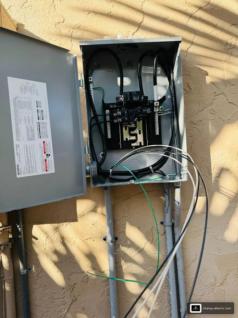 Outdoor electrical panel and conduit on a Florida home